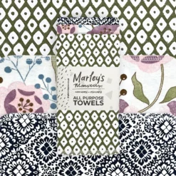 All-Purpose Towels: Mixed Prints 3 Count Pack -Homeware Sale Store APT Olive Mosaic Blossoms patterns