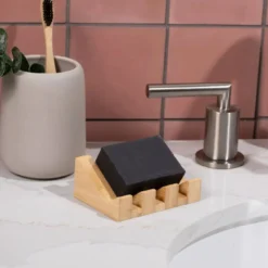Angled Soap Dish: Bamboo