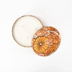 Soy Wax Candle In Floral Tin: 14oz 15 Soy Wax Candle In Floral Tin: 14oz -Homeware Sale Store Ginger June Candles scaled