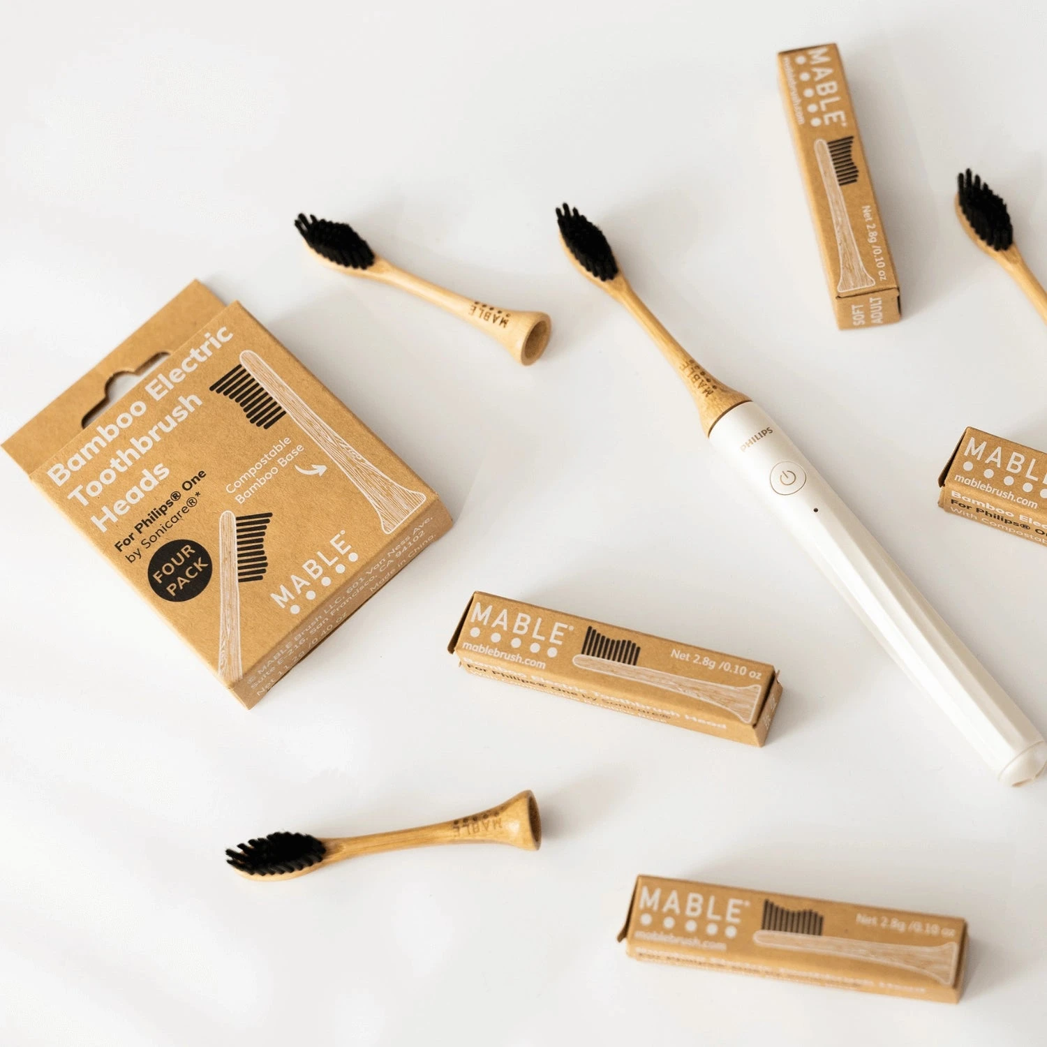 Bamboo Toothbrush Head Compatible With Phillips One: Pack Of 4 4 Bamboo Toothbrush Head Compatible With Phillips One: Pack Of 4 - Image 4