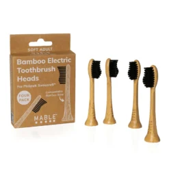 Bamboo Toothbrush Head Compatible With Phillips Sonicare: Pack Of 4