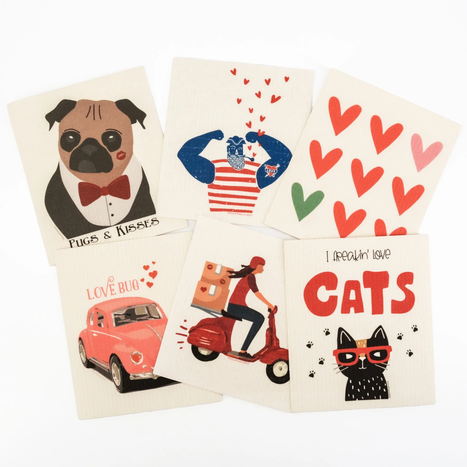 Swedish Dish Cloth: Love Edition Prints 1 Swedish Dish Cloth: Love Edition Prints