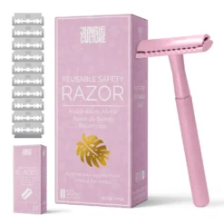 Unisex Safety Razor: Plastic Free -Homeware Sale Store UnisexSafetyRazor PlasticFree Pink